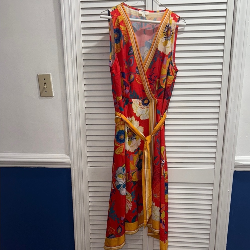 UmgeeFloral Wrap Dress in Red and Yellow size L